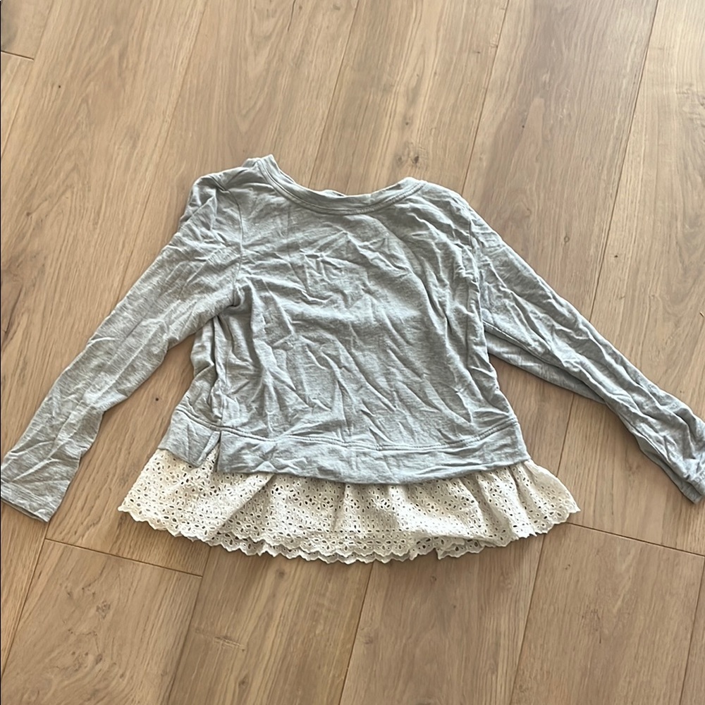 Rebecca Taylor Gray Ruffled Long Sleeve Blouse